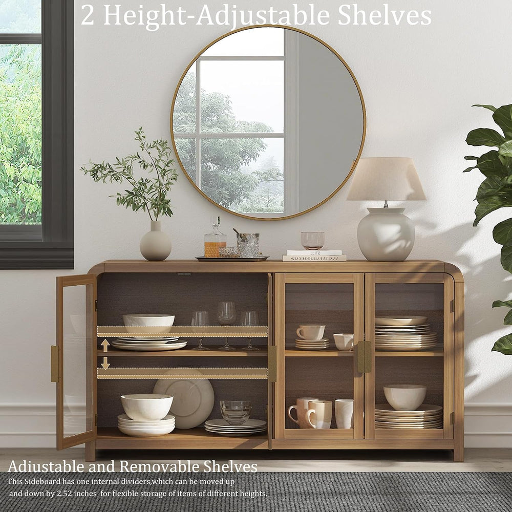 Oak&Sparrow Oak Sideboard Buffet Cabinet with Storage, 60'' Boho ...