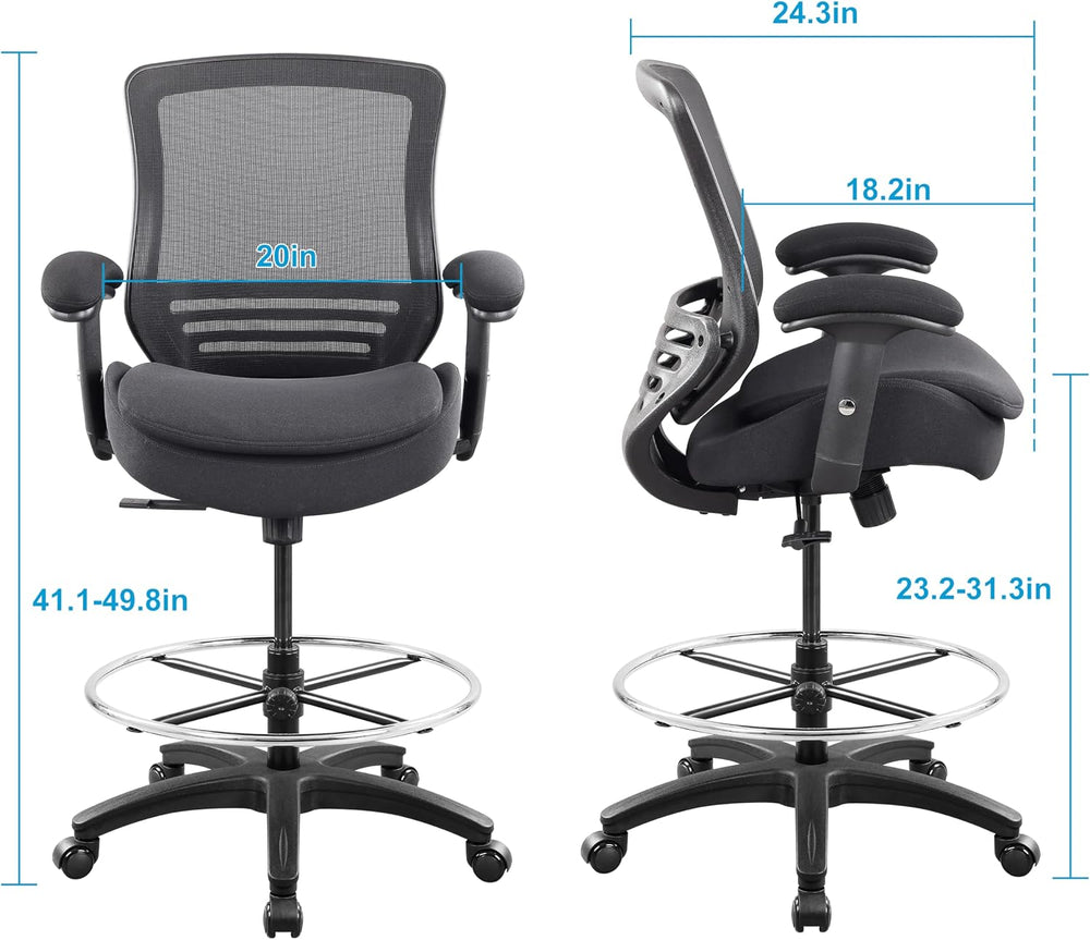 BOLISS 400lbs Ergonomic Office Drafting Chair Mid Mesh Back for Height Adjust...