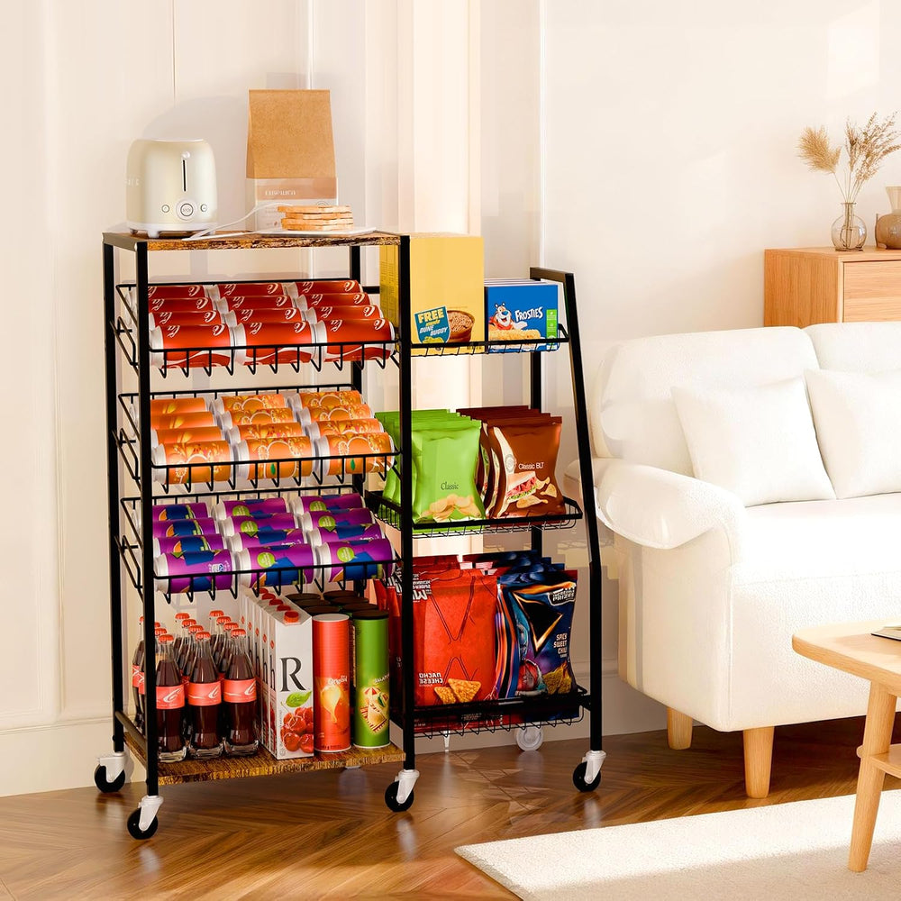 Pinzoveco 5-Tier Rolling Kitchen Storage Carts, Snack Cart with Wheels, Fruit...
