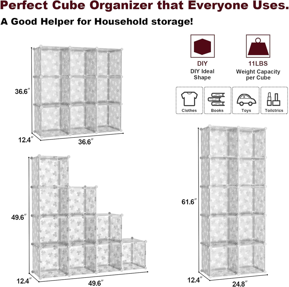 C&AHOME Cube Storage Organizer with Doors, 10-Cube Shelves, DIY Plastic M...