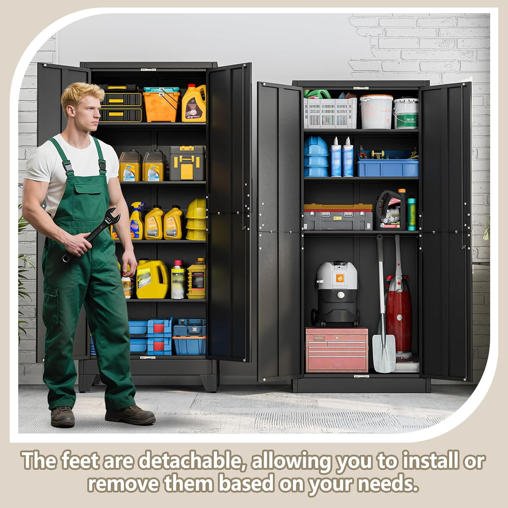 PAOFIN Metal Kitchen Pantry Cabinet, 71" Tall Storage Cabinet with Lock ...