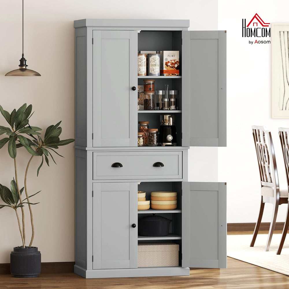 HOMCOM 72.5" Kitchen Pantry Cabinet, Traditional Freestanding Storage Ca...