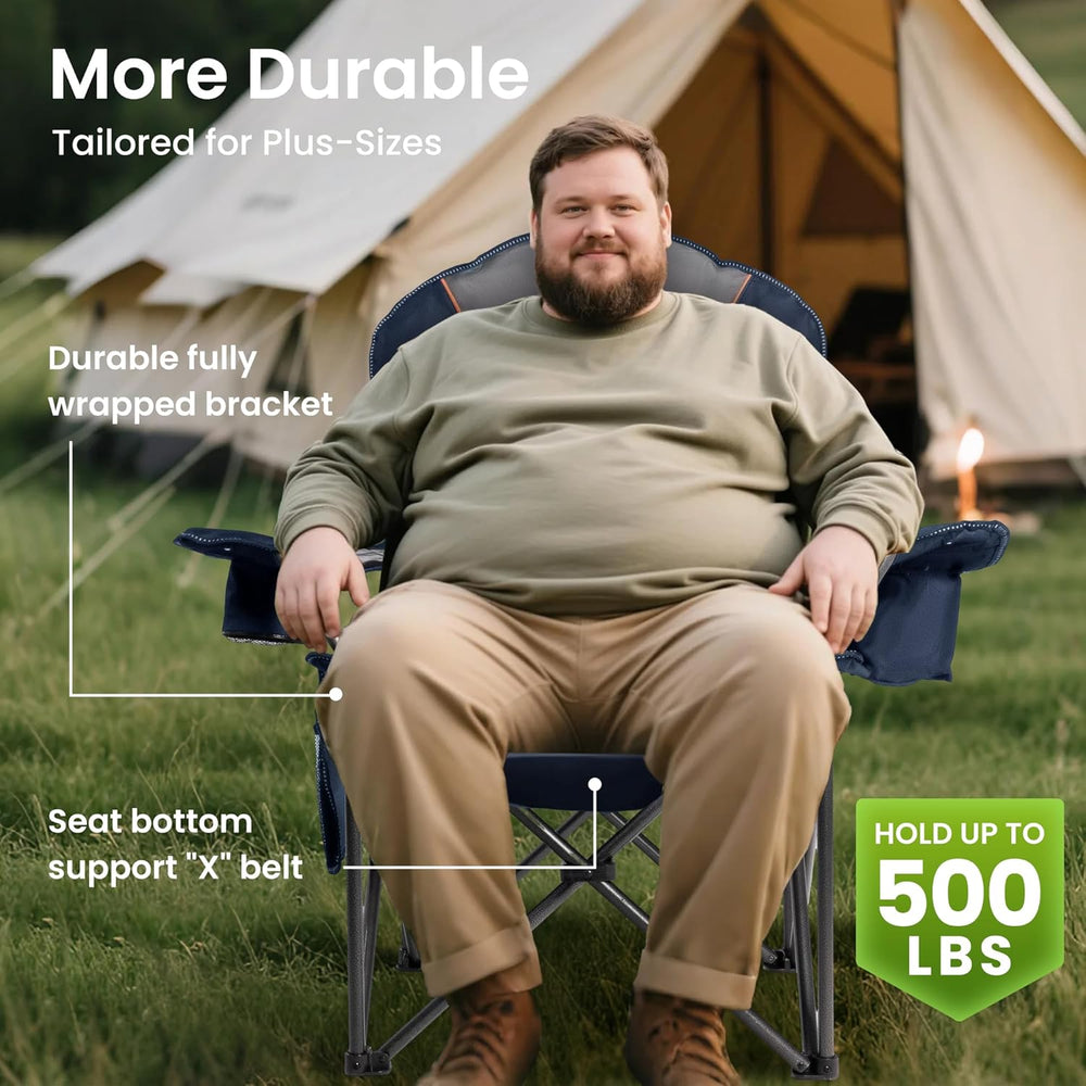 Oversized Camping Chair Heavy Duty- Portable Folding Chair, Cup Holder & ...