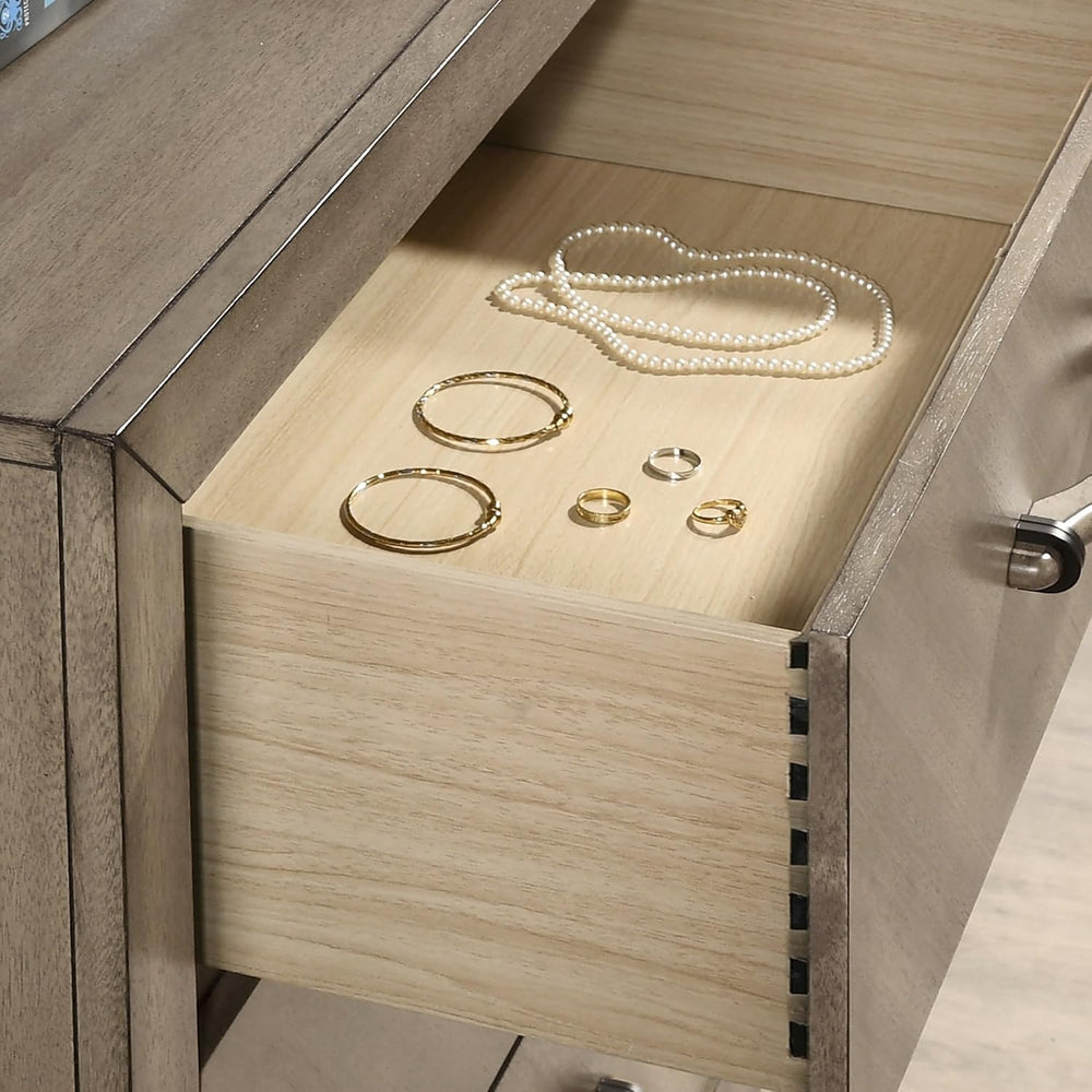 Contemporary 2-Drawer Nightstand, Antique Gray,for Small Spaces