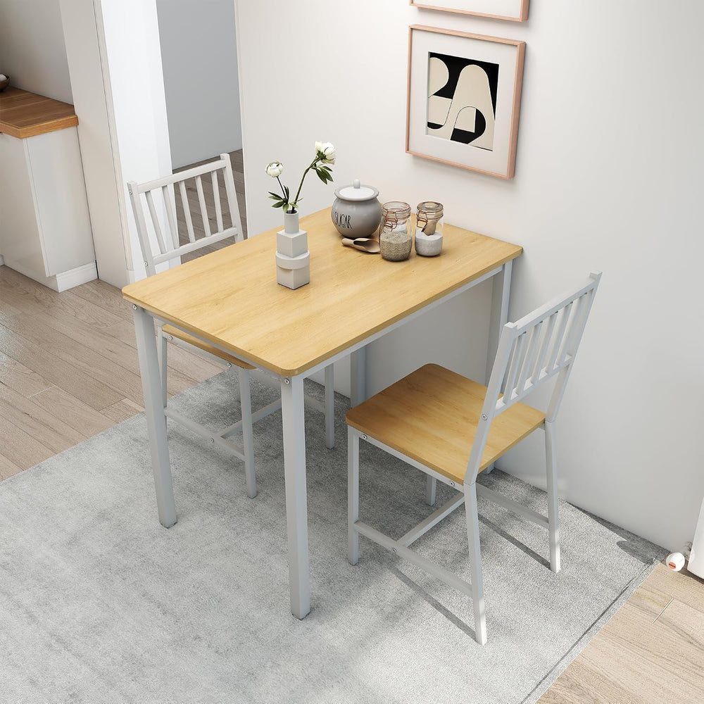 3-Piece Dining Table Set for 2, Space-Saving Kitchen Table Set for Small Spac...
