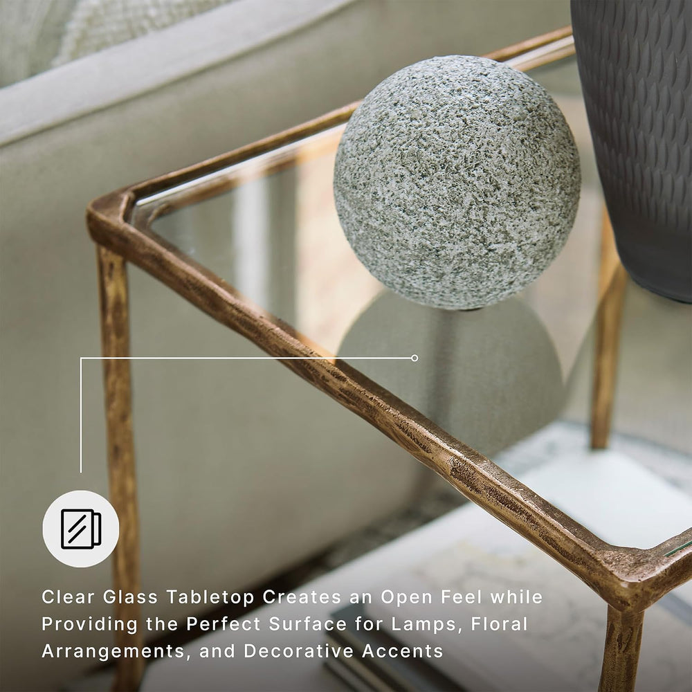 Signature Design by Ashley Ryandale Square End Table, Brass Glass & Marble