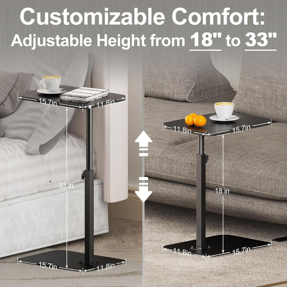 HzTinT Side Table Sofa Tray for Couch Heavy Metal Base Swivel/Adjustable Heig...