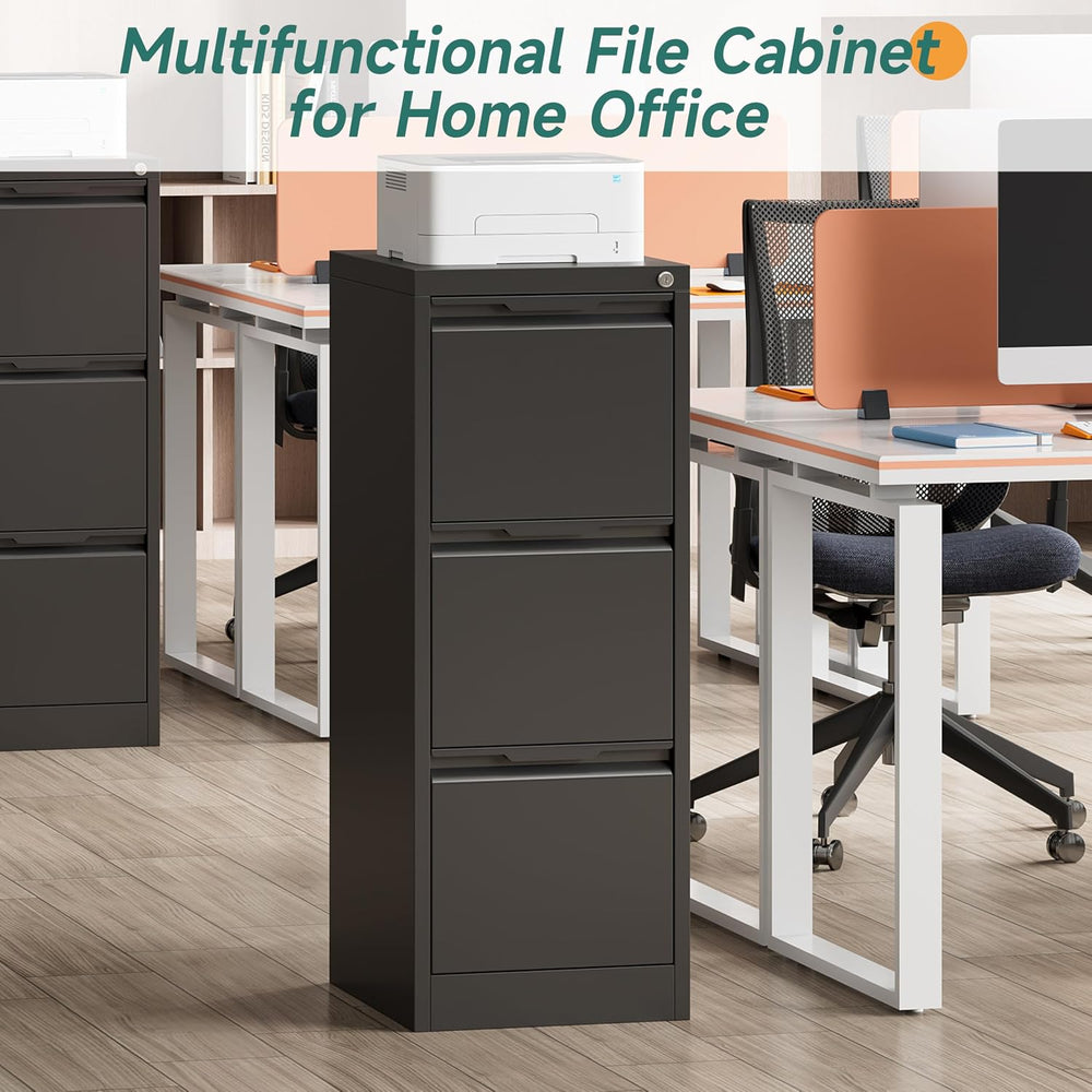 3 Drawer Metal Vertical File Cabinet with Lock for Home Office | 17.8"D ...