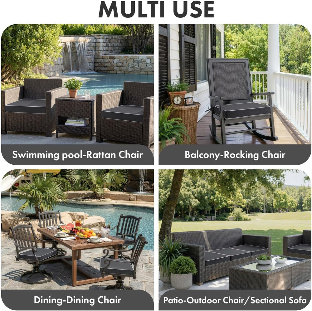 MIULEE Grey Outdoor Chair Cushions 2 Pack, 19x19x3 Inch Waterproof Cushions