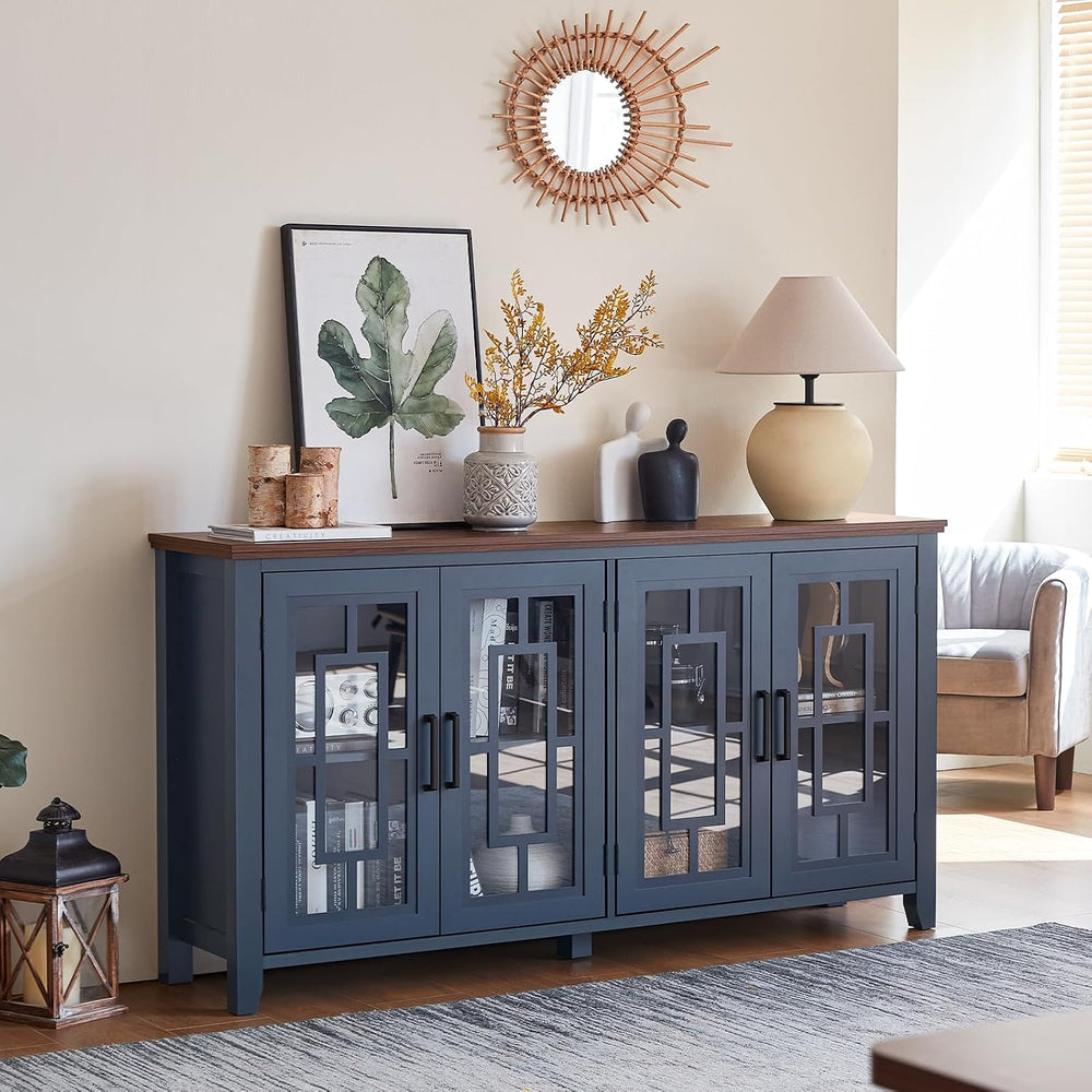 Joaxswe Large Sideboard Buffet Cabinet with Storage, 63" Farmhouse Navy ...