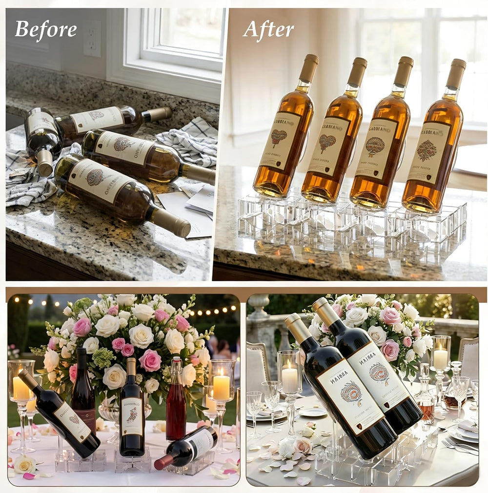 Clear Acrylic Wine Rack, Modular Stackable Countertop Wine Bottle Holder with...