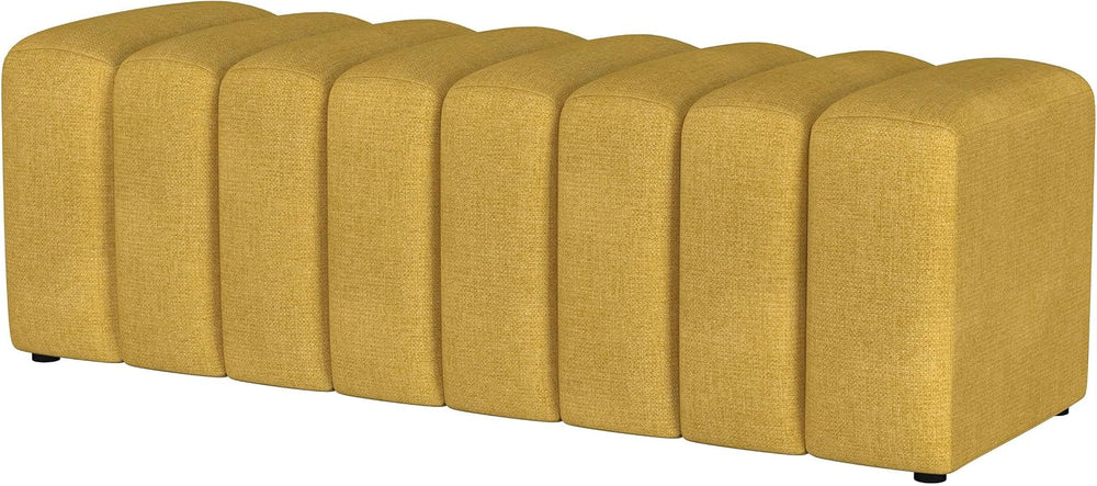 Coaster Home Furnishings Summer Fabric Upholstered Tufted Accent Bench Mustar...