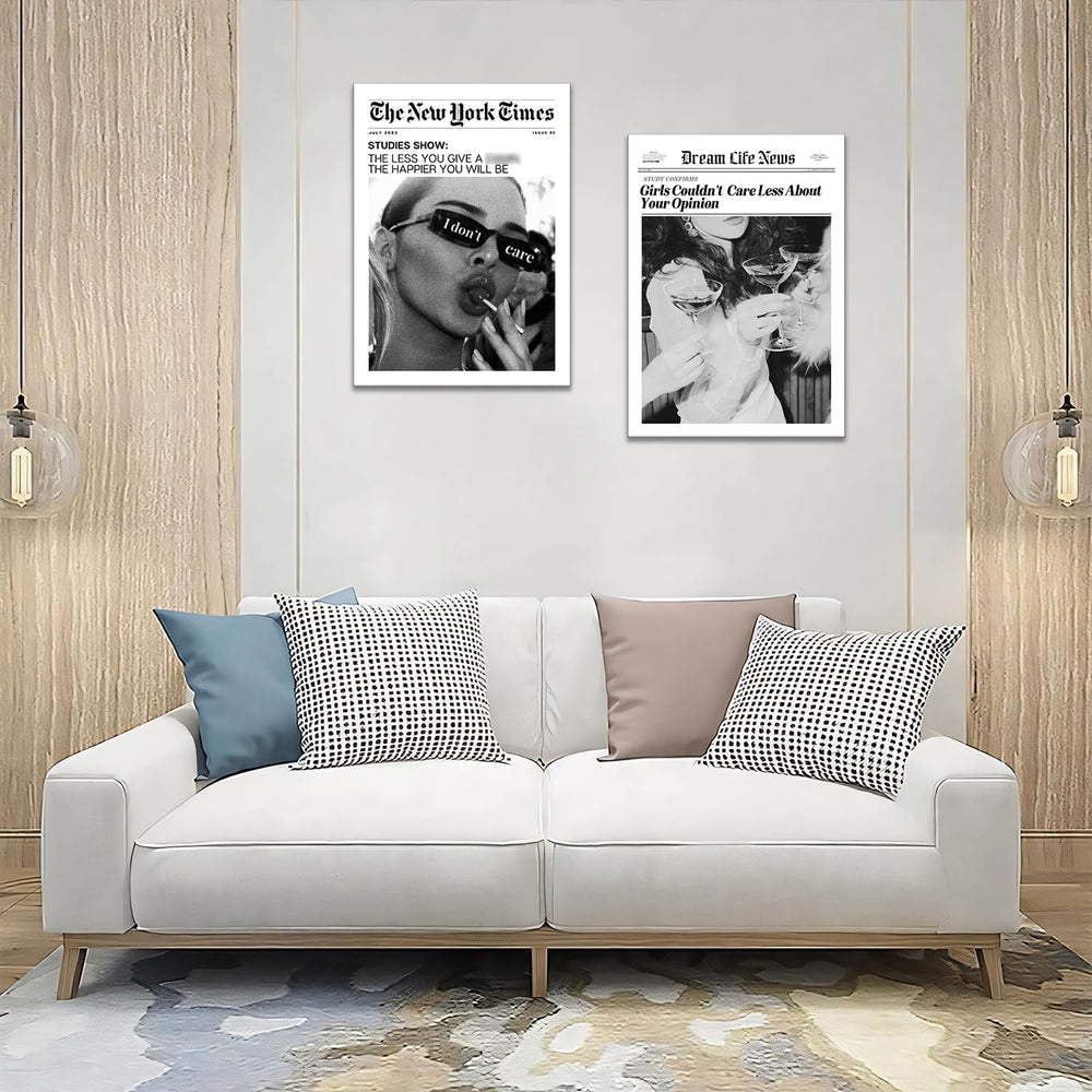 Trendy The New York Times Wall Art 12x16in Framed, Black and White Elegant Ur...