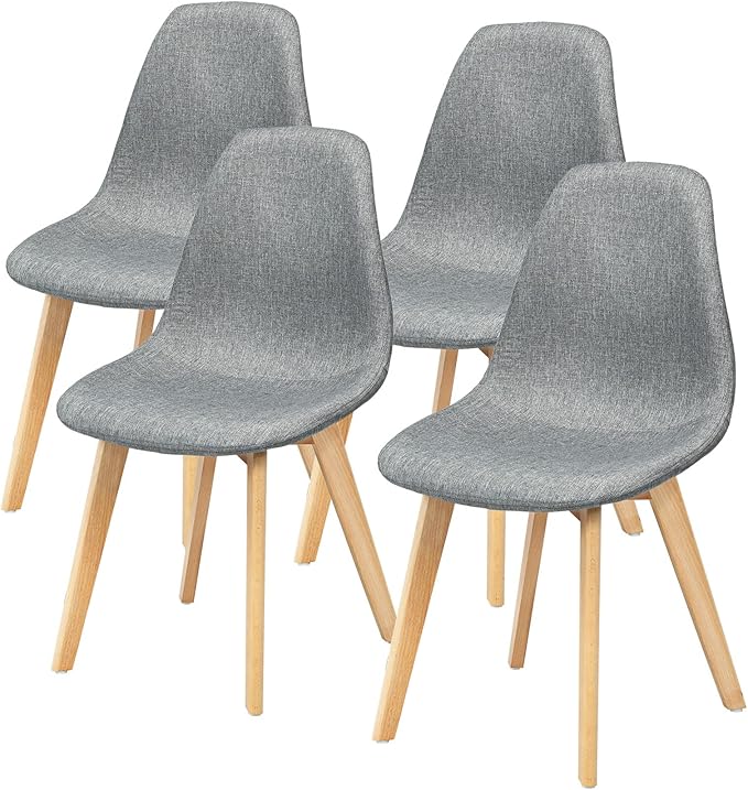 Giantex Set of 4 Kitchen Dining Chairs, Easily Assemble Modern Fabric Cushion...