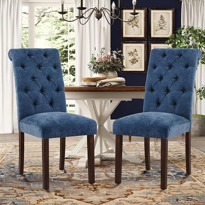 Tufted Dining Chairs Set of 6, Upholstered Parsons Dining Room Chairs, Fabric...