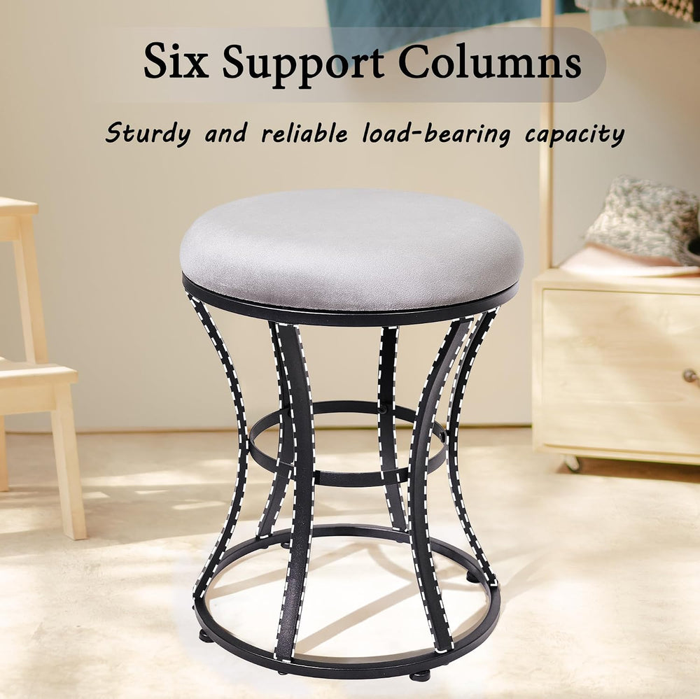 Vanity Chair, Small Velvet Vanity Stool & Ottoman Bench for Bathroom, Dorm