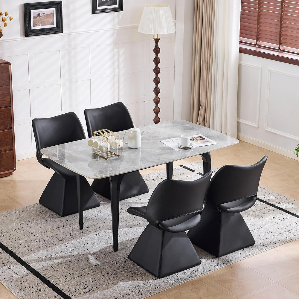 Henf Modern Upholstered Swivel Dining Chairs,Faux Leather Vanity Chair with W...
