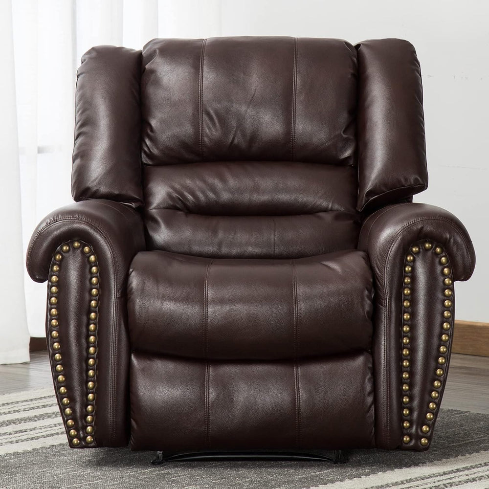 CANMOV Leather Recliner Chair, Classic and Traditional Manual Recliner Chair ...