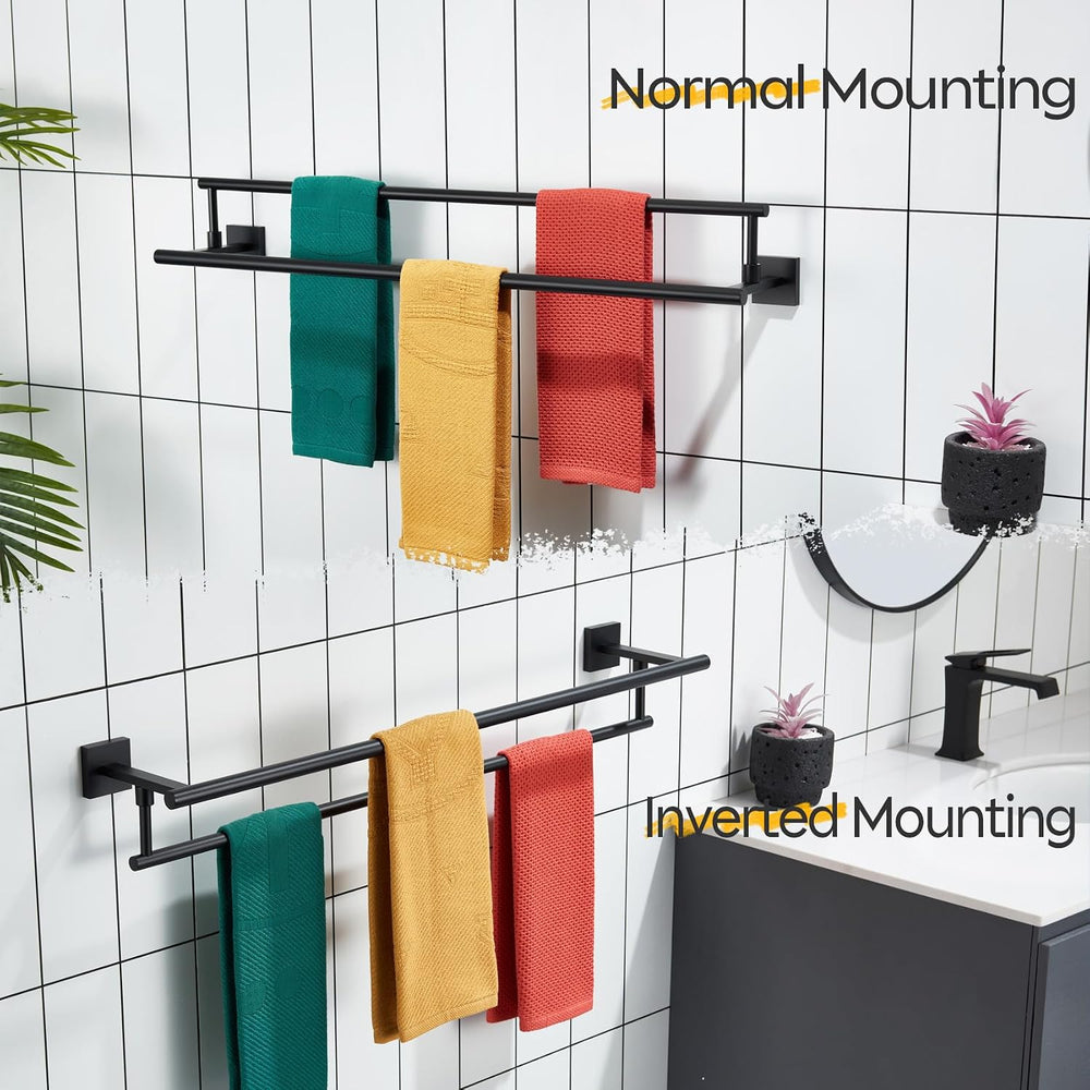 KOKOSIRI Bathroom Towel Bars 32-Inch Double Towel Rails Matte Black Towel Hol...