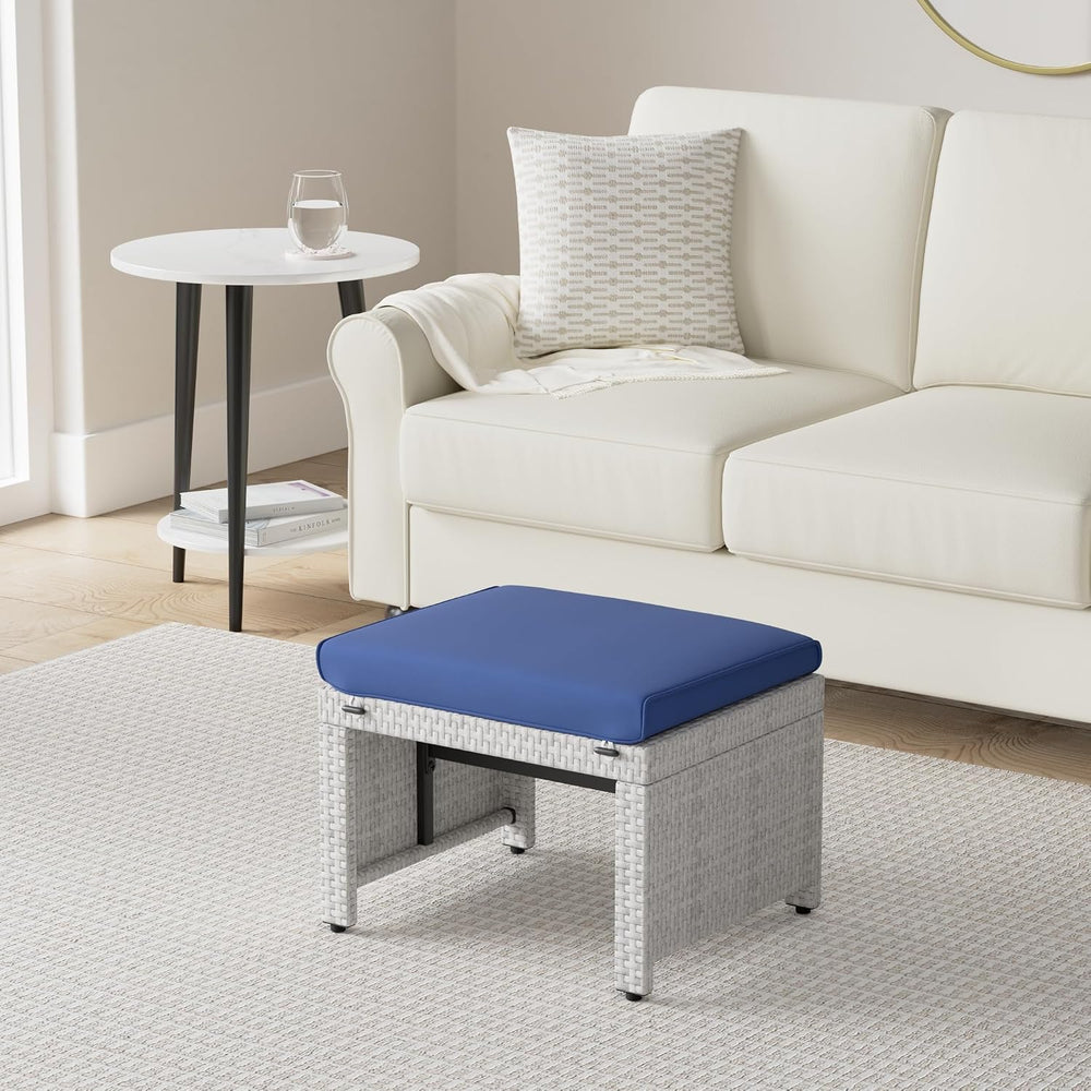 Best Choice Products Set of 2 Wicker Ottomans, Multipurpose Outdoor Furniture...