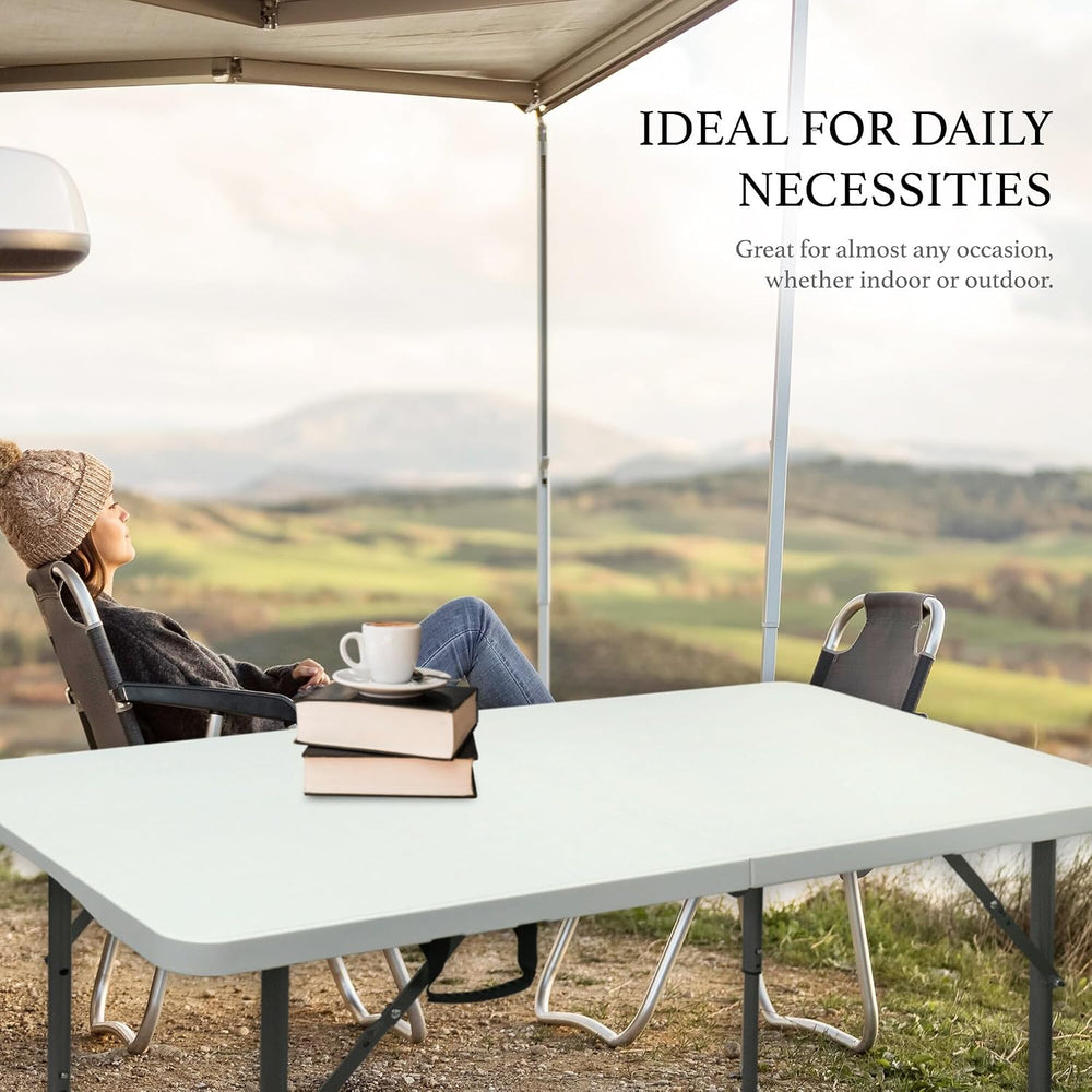 AJP Distributors 4 Foot Portable Plastic Folding Table 4FT 48" Half Fold...