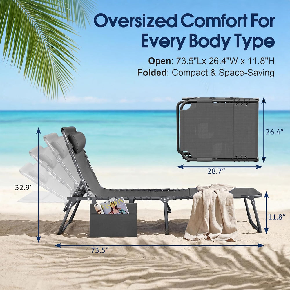 Flamaker Oversize Face Down Chaise Lounge Chair | 27 Inch Wide Foldable Outdo...