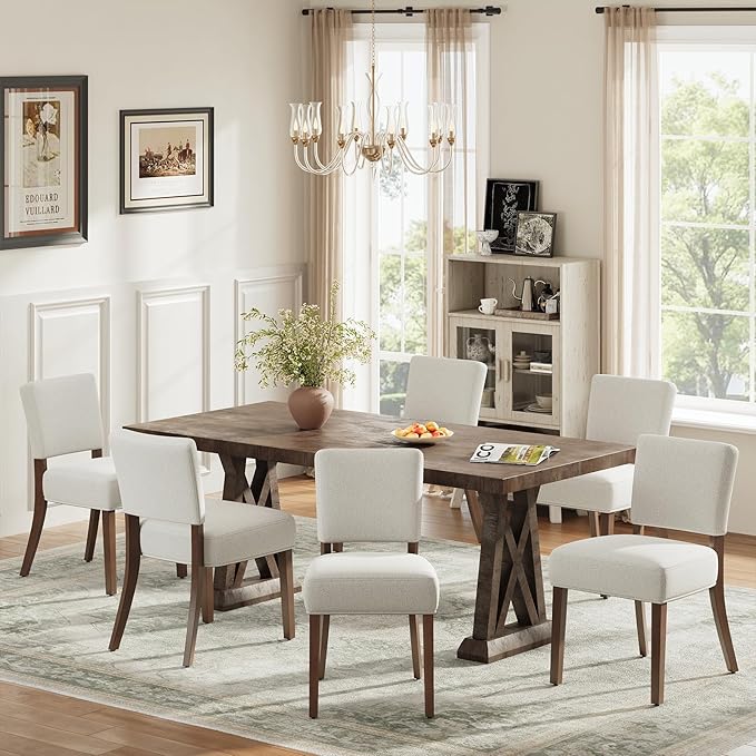 COLAMY Upholstered Dining Chairs Set of 6, Modern Kitchen Chairs with Back, F...