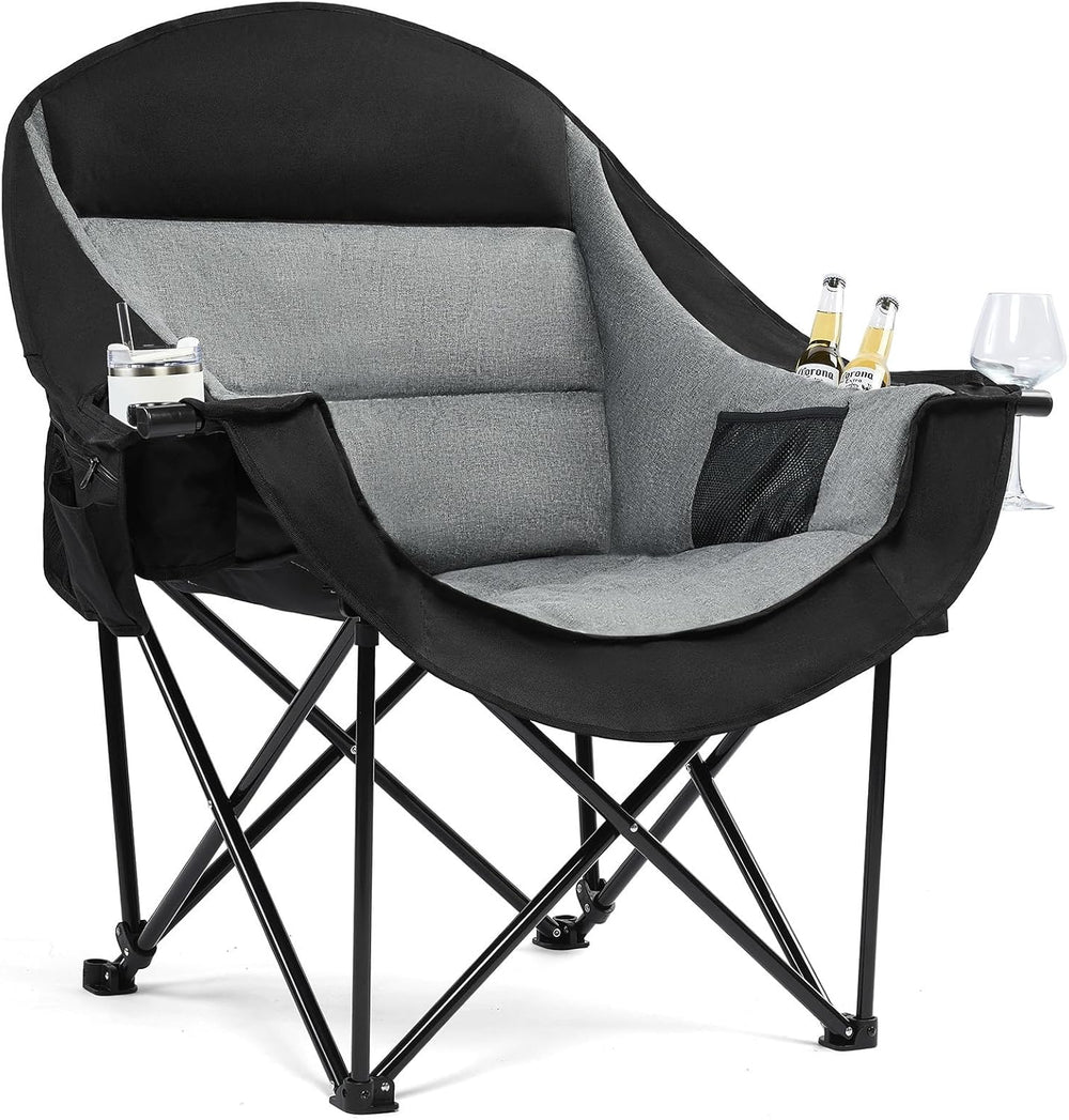 Oversized Camping Chairs for Adults - Heavy Duty Padded Outdoor Folding Lawn ...