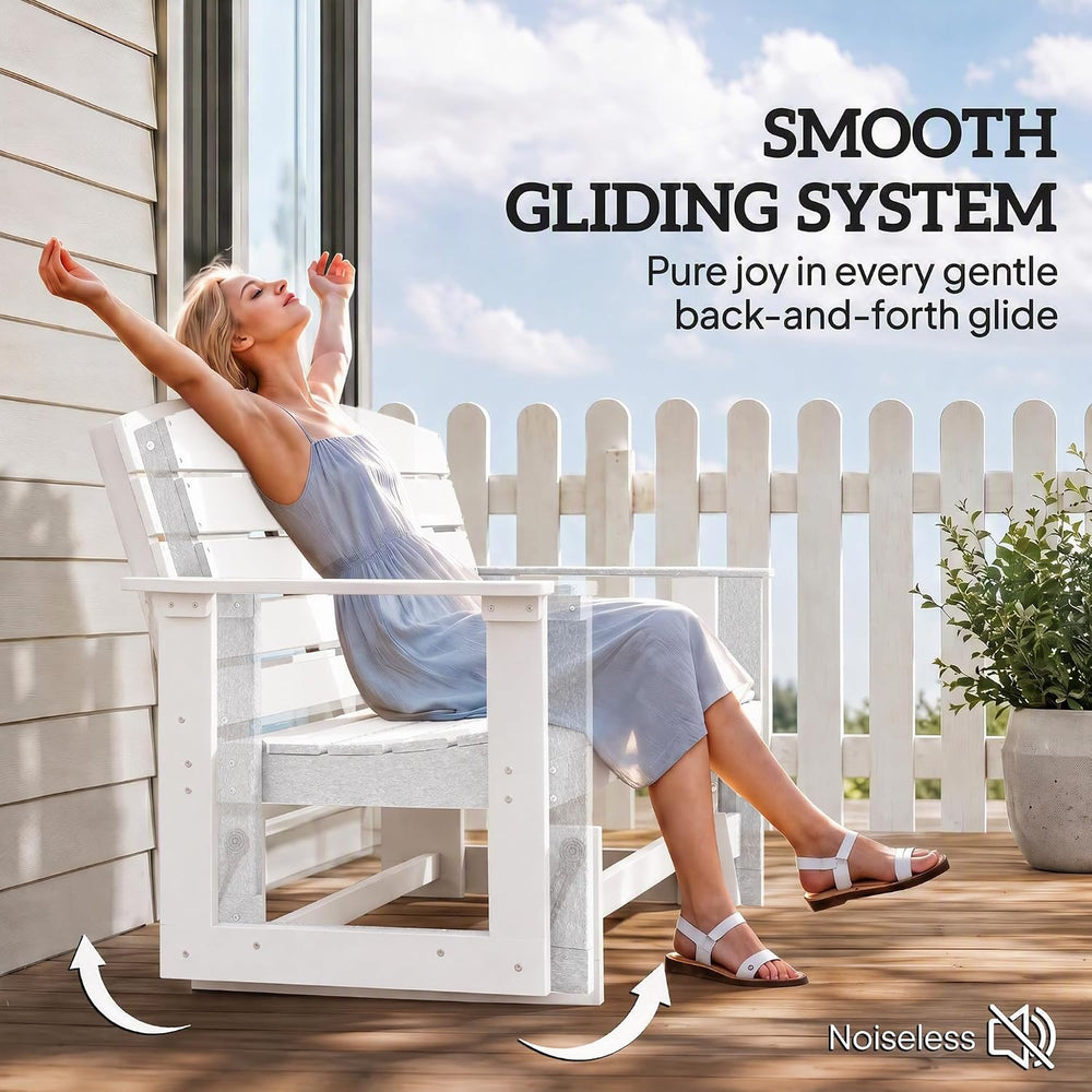 Outsunny 2-Person Outdoor Glider Bench HDPE Weather Resistant White