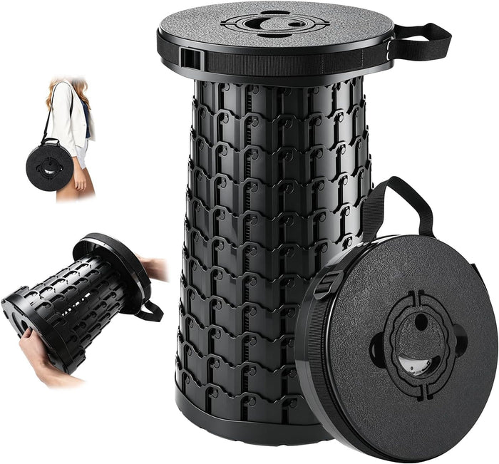 800 lb Portable Collapsible Travel Stool for Adults-Black + Stool