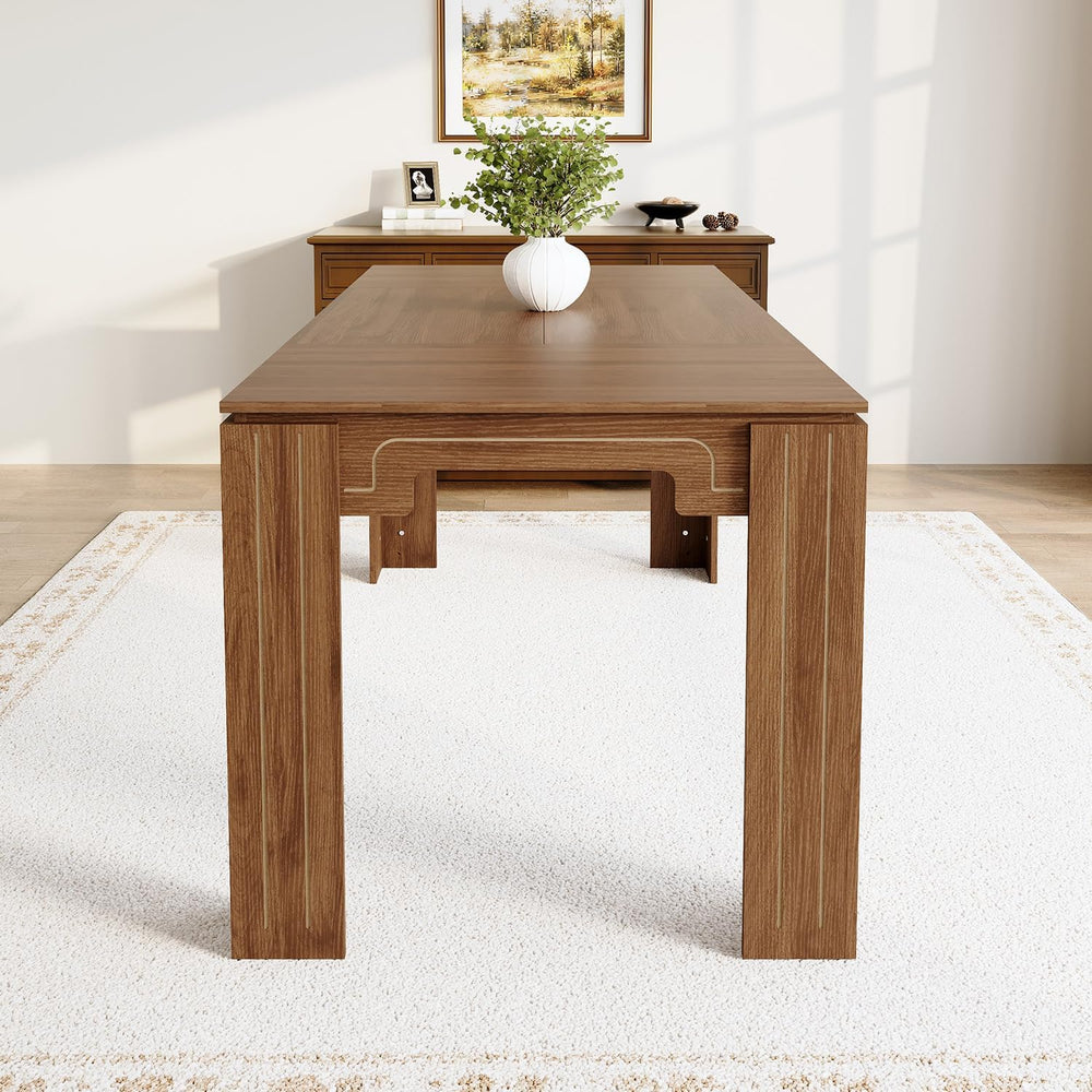 71" Wood Dining Table for 6-8, Large Rectangular Wood Grain Kitchen Dini...