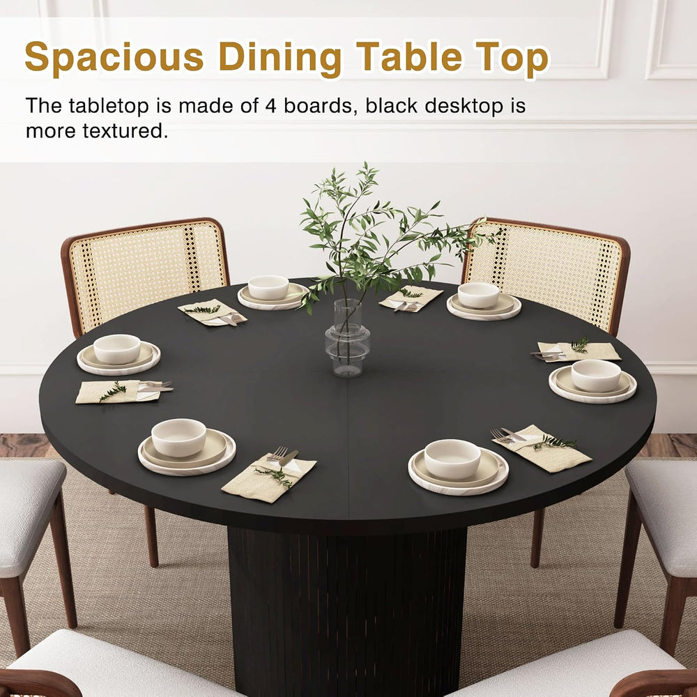 weselon Round Dining Table for 4, Modern Farmhouse Kitchen Table, 47 Inch Sma...