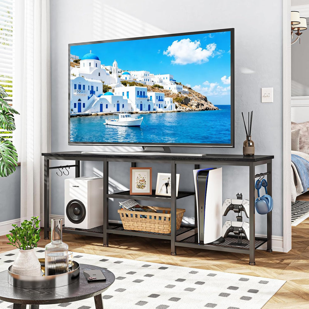 YGEOMER TV Stand for TVs Up to 55 Inch, Black