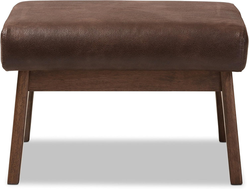 Baxton Studio Birk Mid-Century Modern Walnut Wood Dark Brown Distressed Faux ...