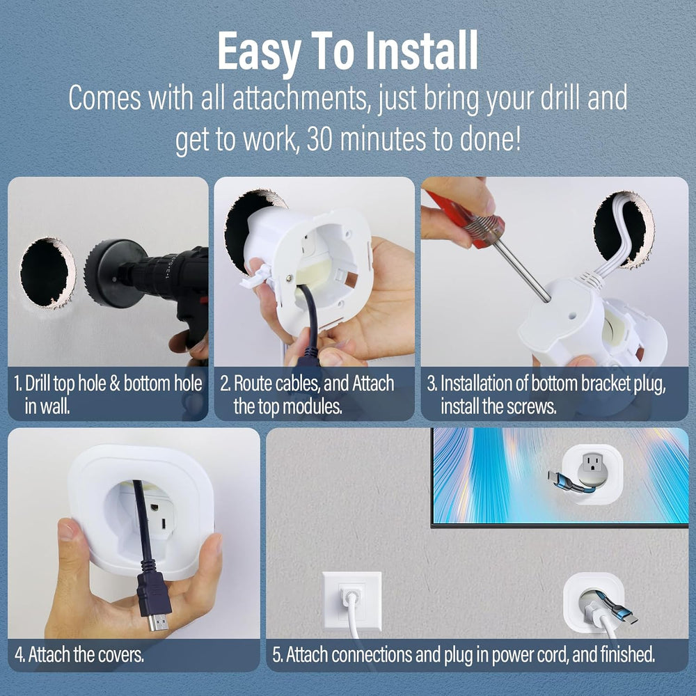 in-Wall Cable Management Kit, TV Cord Hider for Wall Mounted TV, Hide TV Cord...