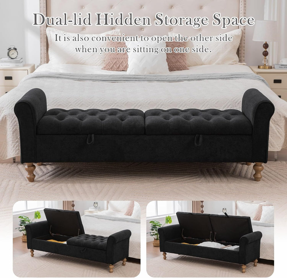 Aoiy & Wifon 65.75" W Large Storage Ottoman Bench, Modern King Size ...