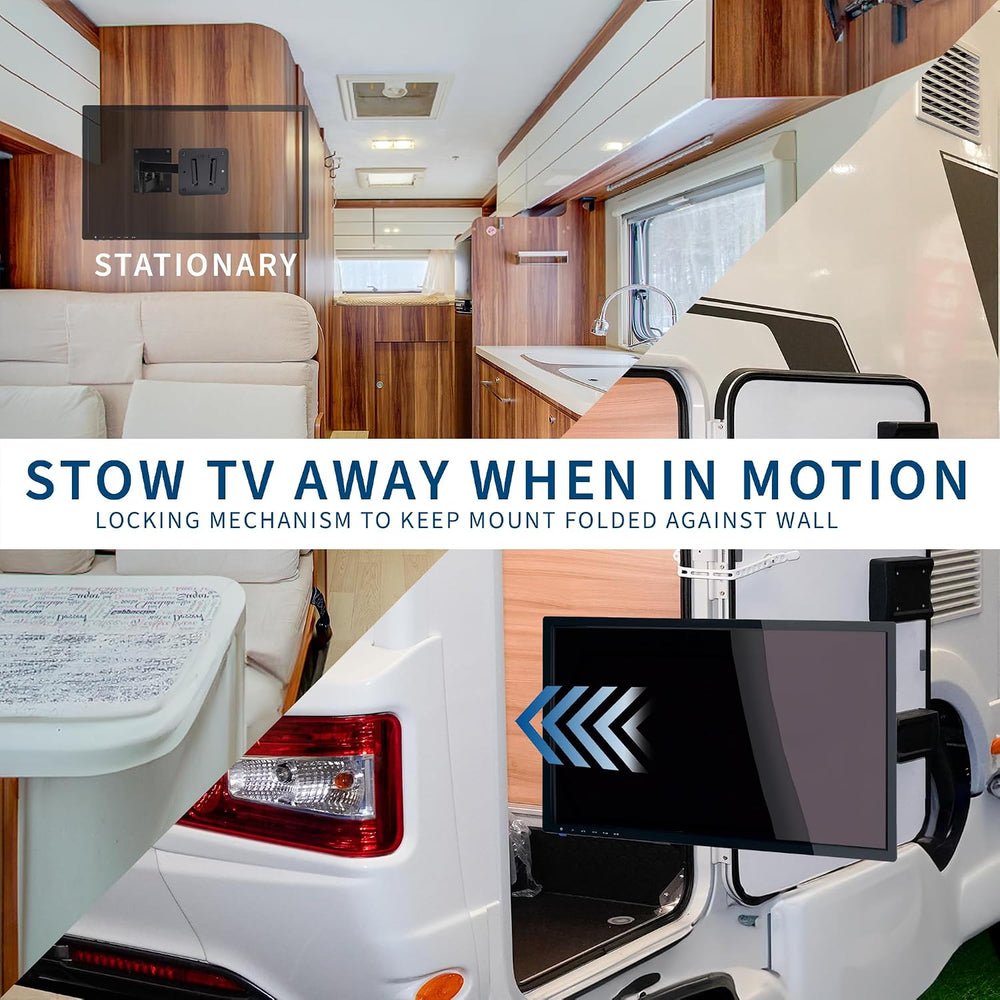 VIVO Black RV TV Mount with Arm for VESA 100x100mm, Mount-VWRV3 | Articulatin...