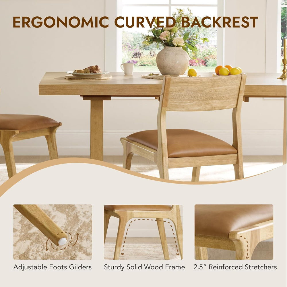 Watson & Whitely Wood Dining Chairs Set of 2, Modern Leather Upholstered ...