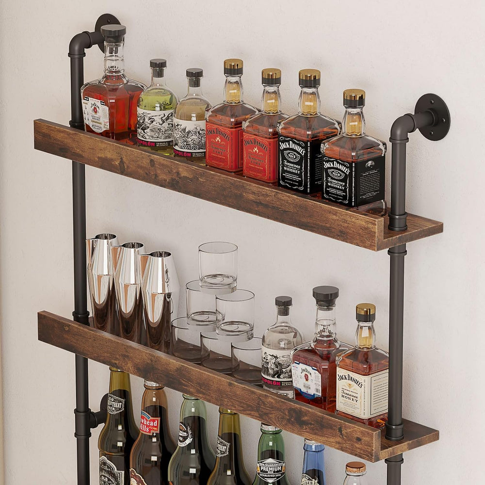 5-Tier Wall Mounted Wine Rack,31.5" W x 79" H | Industrial Pipe Bar...