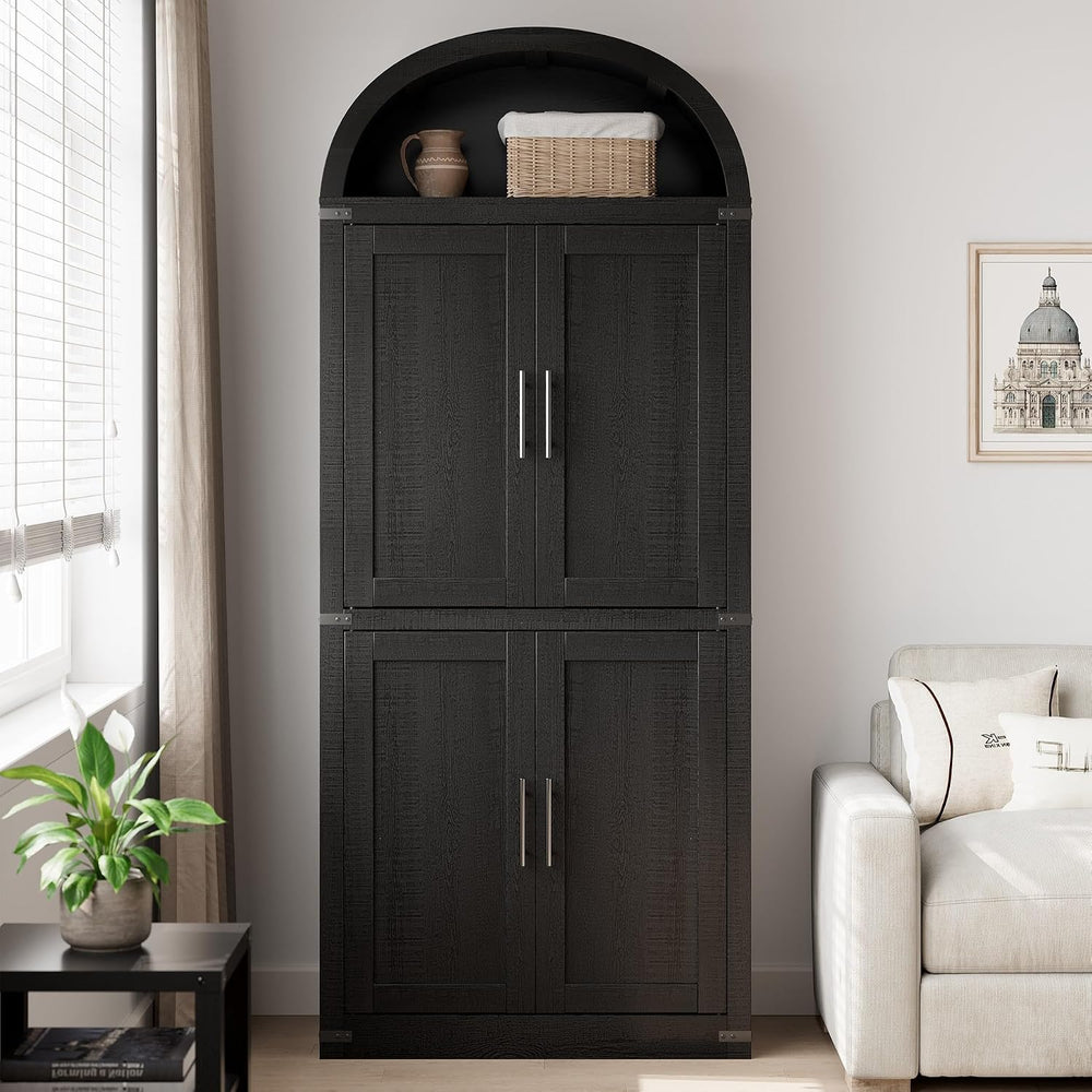 Takywep 71.6 Inch Tall Arched Pantry Cabinet with Doors, Farmhouse Storage Ca...