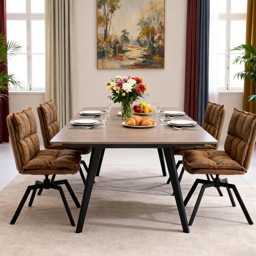 Swivel Dining Chairs Set 2,Mid-Century Modern PU Upholstered with 360°AUTO Sw...