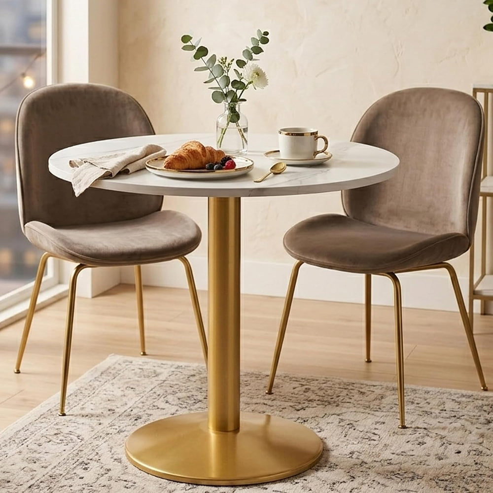 30 Inch Round Dining Table, Modern Tulip Bistro Table with White Faux Marble ...