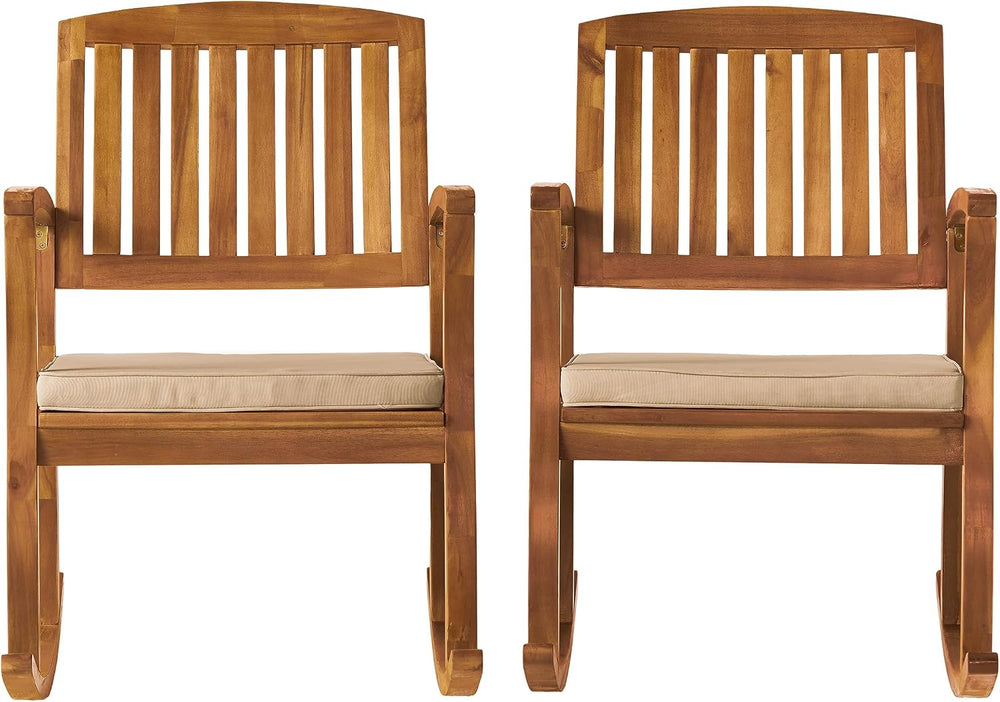 Christopher Knight Home Selma Acacia Rocking Chairs with Cushions, 2-Pcs Set,...