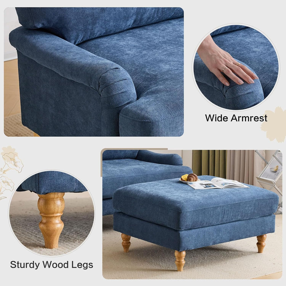 Bezseller 46" W Oversized Chair Indoor with Ottoman (Blue)