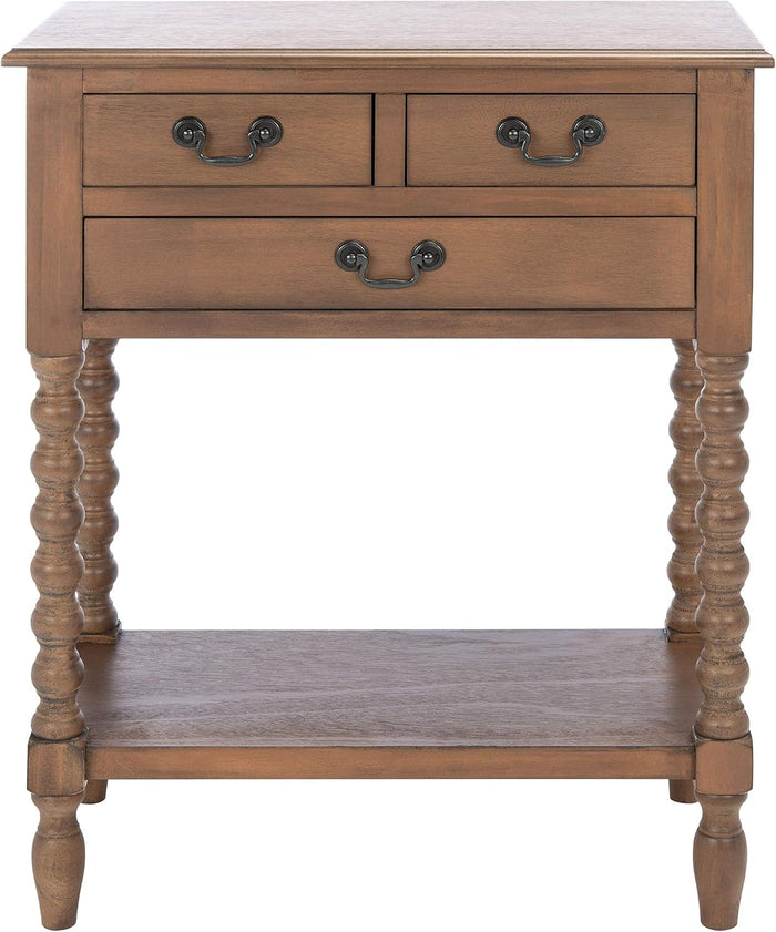 SAFAVIEH Furniture - Athena 3-Drawer Console Table - Brown - Solid Wood - Farmhouse Classic Design - Ideal for Entryway, Living Room, Hallway, 23.5" W x 13" D x 29.5" H (CNS5703C)