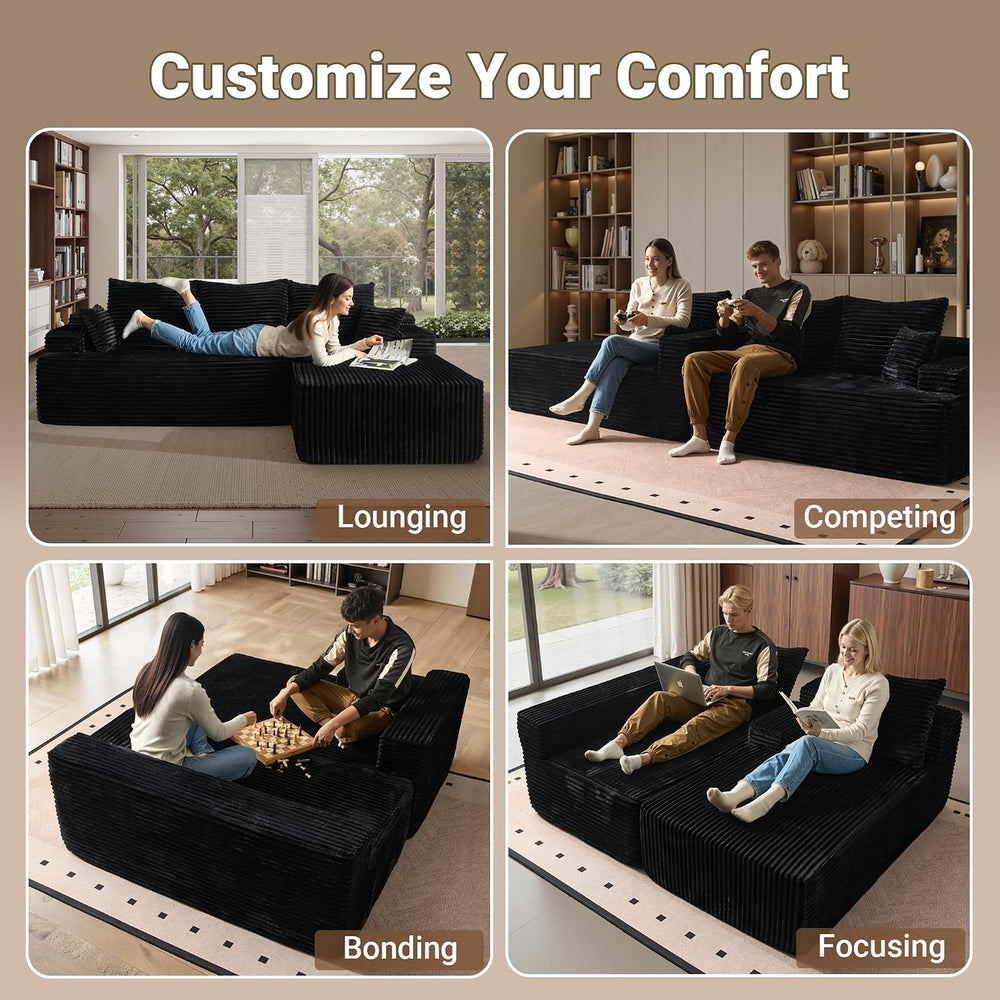 96" Cloud Sectional Couches for Living Room, L Shaped Couch with Deep Se...