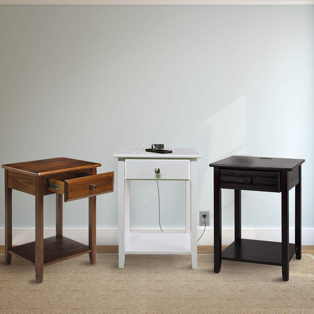 Casual Home Owl Night Stand with USB Port Charging Station and Drawer, 17.5&q...