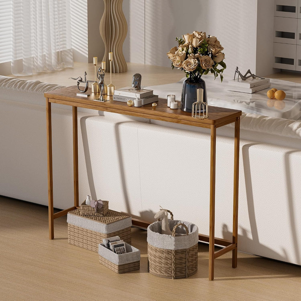 VASMIA Console Table, Entryway Table, Narrow Sofa Table, 39" Bamboo Hall...