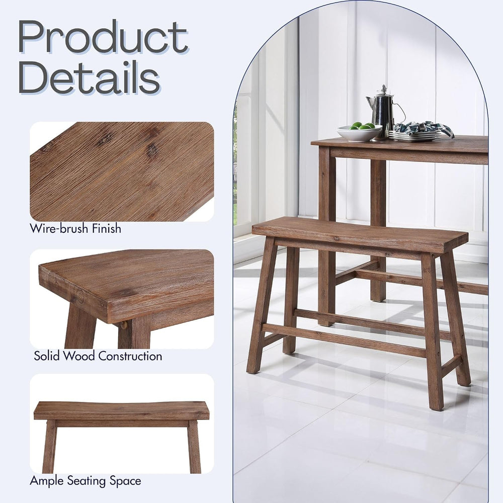 Boraam Sonoma Counter Height Backless Bench - Barnwood Wire-Brush Finish