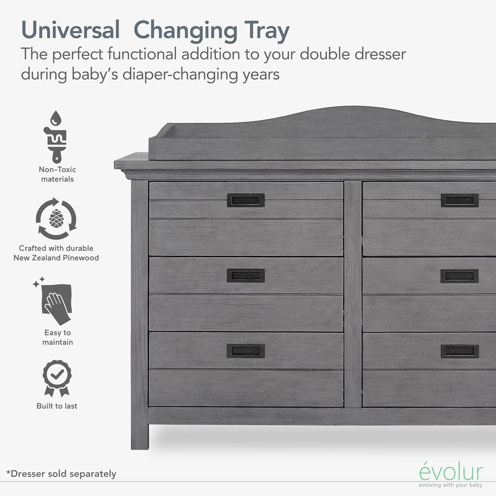 Evolur Universal Collection Changing Tray, Classy, Durable in Rustic Grey